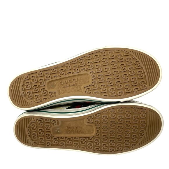 GUCCI Tennis 1977 Old Multicolor Canvas Tweed Butter Yellow Womens 38 8 - Picture 9 of 12